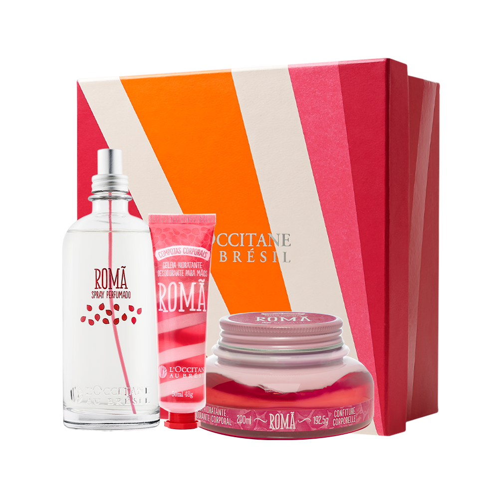 Presente Geleia Hidratante Corpo e Mãos e Spray Perfumado Romã